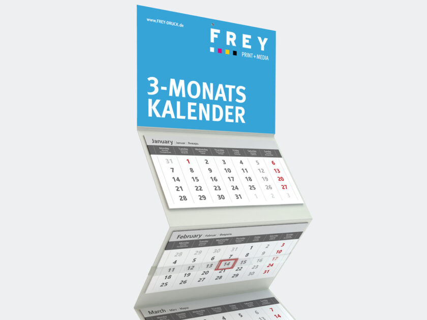 3-Monats-Kalender mit Firmeneindruck FREY DRUCK